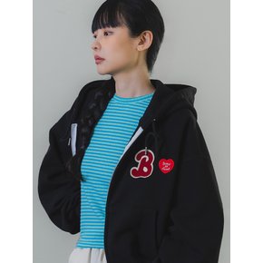 Heart B 크롭 후드 집업 BK7980_블랙