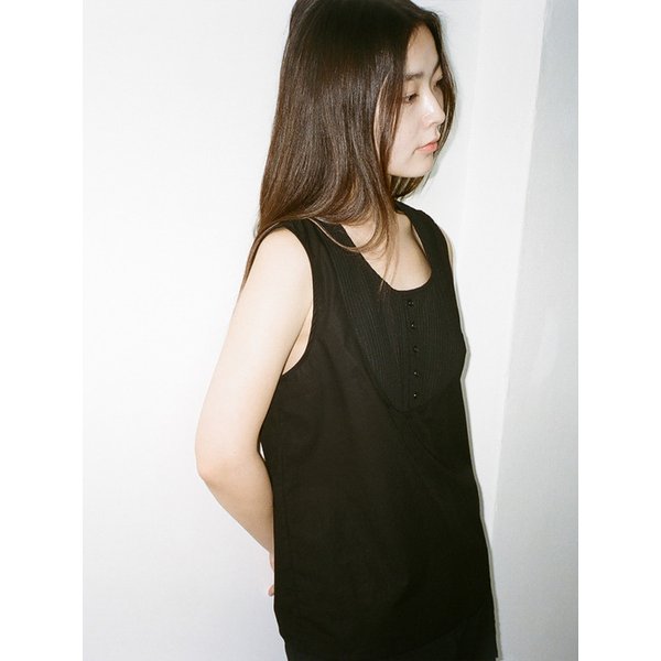 pintuck shirring blouse (black)