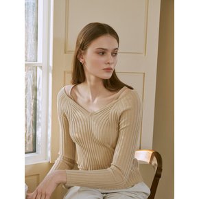 Shoulder slit v-neck knit (2color)