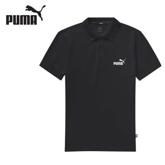 푸마 에센셜 남성 저지 폴로 반팔 피케 카라 티셔츠 블랙 586676-01