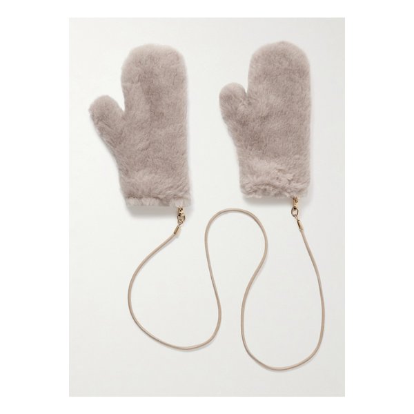 가죽 트리밍 알파카 혼방 벙어리장갑 베이지 46376663162890827