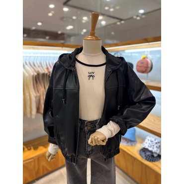 레코브 후드 스트링 인조가죽 점퍼(LC51E3JP003X)