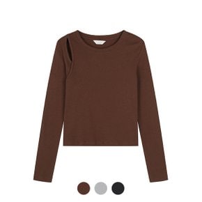여성 골지 컷아웃 긴팔 티셔츠_EPE2TR2502