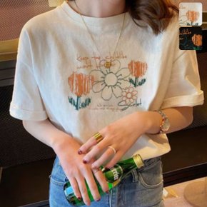 체이티 플라워 프린팅 반팔 티셔츠