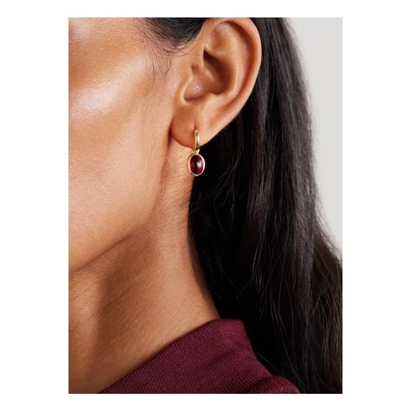 스칼렛 골드 가넷 후프 이어링 레드 46376663162907507