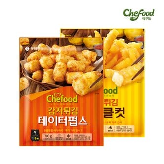 롯데푸드 롯데 쉐푸드 감자튀김 테이터펍스 700g+크링클컷 750g, 각 1개, 총 2개