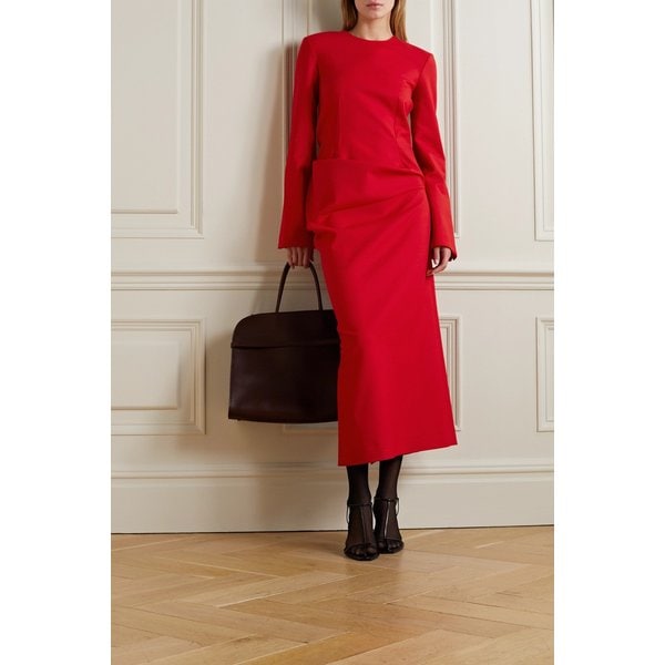 Lucienne Ruched Wool-blend Midi Dress 레드 1647597282926062