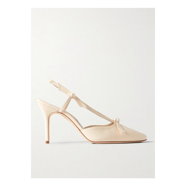코린티아 보우 장식 실크 크레이프 드 신 슬링백 펌프스 90mm 1647597320943670