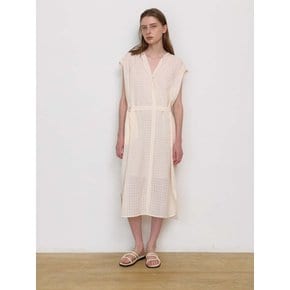 mildy checking dress-cream