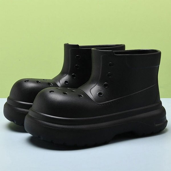 [옷자락] 여자 앵클 키작녀 장마 소나기 펀칭 레인부츠