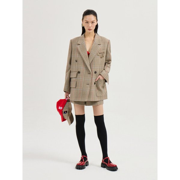 Check Brooch Double Jacket (beige)_LFJAS25115BEX
