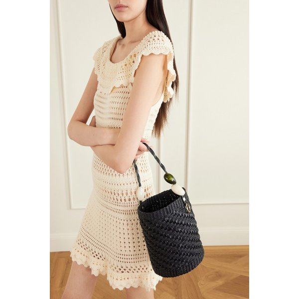 장식 가죽 트리밍 스트로 버킷백 46376663163043965