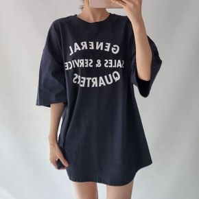 쿼터언밸런스 라운드박스 반팔롱티셔츠 여성데일리 레터링 빅사이즈 루즈핏 면.._P385175742