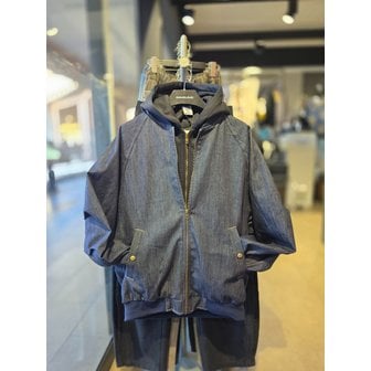 더블제이디 [시흥점] 후드레이어드 데님 오버핏 재킷(남여공용)/JHZZ63101BL