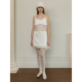 Ostrich feather slip dress (ivory)