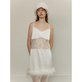 Ostrich feather slip dress (ivory)