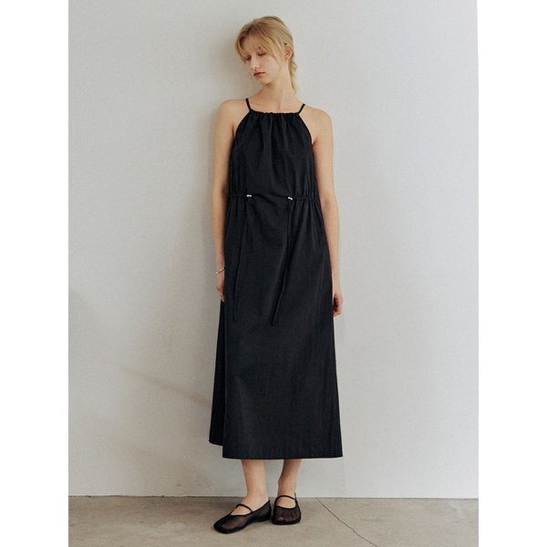 홀터넥 셔링 슬리브리스 원피스_2COLORS