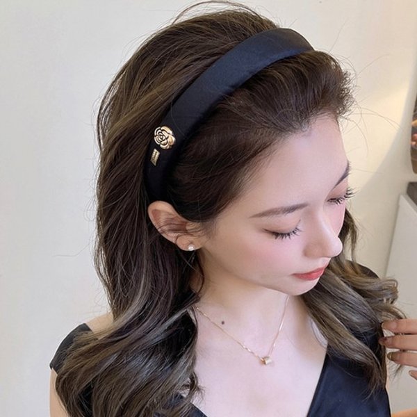 [2COLOR] 로즈 플라워 포인트 헤어 밴드 머리띠
