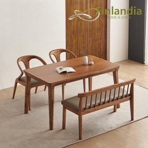 핀란디아 애쉬 4인 원목식탁세트(의자2+벤치1)