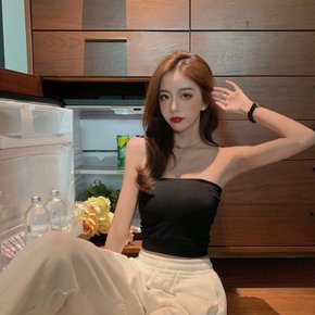 1+1 면 여성 끈나시 브라탑 캡 민소매 나시 골지 튜브탑