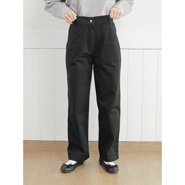 라이트 코튼 와이드 팬츠 블랙