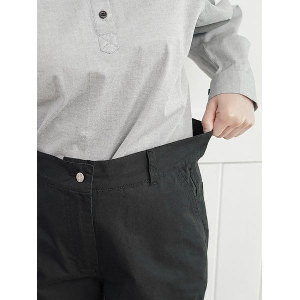 라이트 코튼 와이드 팬츠 블랙