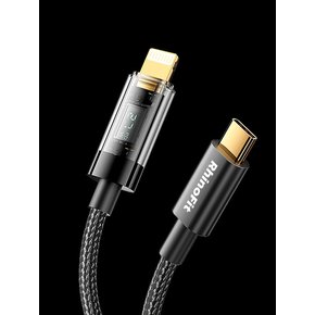 (USB C to 라이트닝 8핀) 27W PD 고속 충전 투명 디스플레이 케이블 (1.2M / 2M)