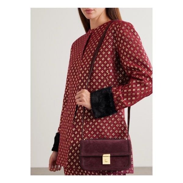 드멜리어 파리 스웨이드 숄더 백 버건디 46376663162913566