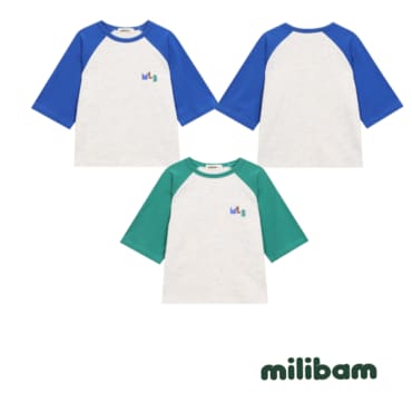 밀리밤 배색 래글런 7부 티셔츠 MLLA25S64