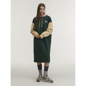 Hoodie Long Jersey Dress_Green