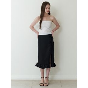 satin layered ribbon skirt - black