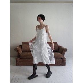 Sequin Lace Apron Dress for Layering (WHITE)