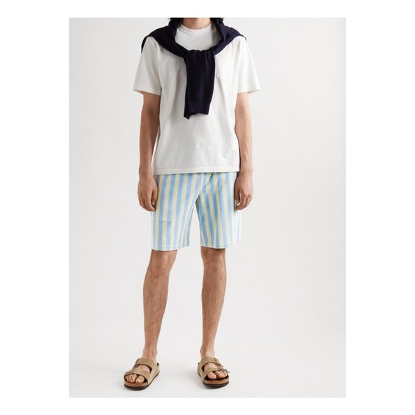 Aacri Straight-Leg Striped Terry Drawstring Shorts 블루