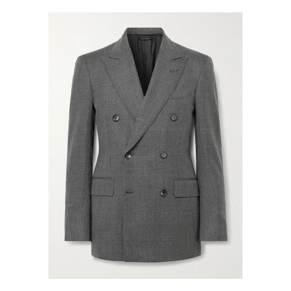더블 브레스트 버즈아이 울 수트 재킷 그레이 46376663162903383