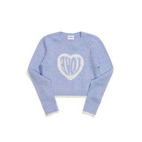 (W) HEART LOVE HAIRY PULLOVER LIGHT BLUE