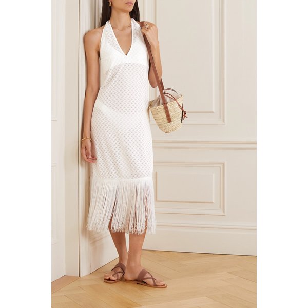 웨이마리 레비사 프린지 레이스 홀터넥 커버업 화이트 45666037505082775