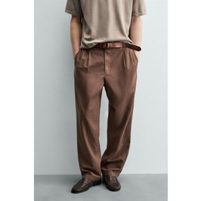 헴프 코튼 릴렉스핏 플리츠 팬츠 / 3692/304/973 BROWN