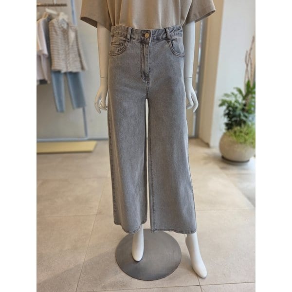 [여주점] [더 아이잗] 여성 포켓 백 밴딩 와이드 데님 팬츠 (IS4M8SL721)