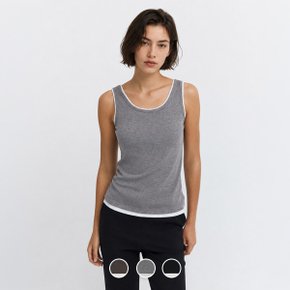 326902 여 시어 레이어드 배색 슬리브리스 탱크탑