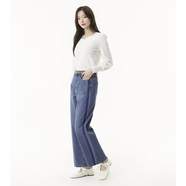 플라스틱아일랜드 와끼배색 루즈핏 데님 팬츠(PR2DP382)