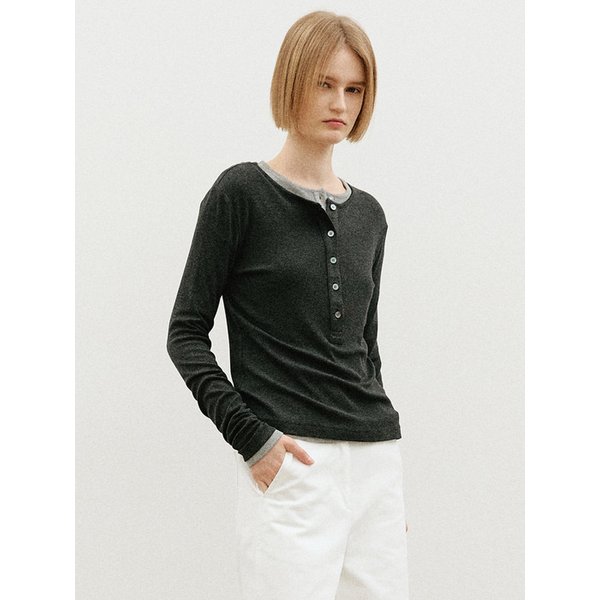 헨리넥 긴팔 티셔츠_CHARCOAL