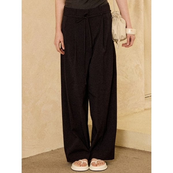Drawstring Wide Pants Deep Navy