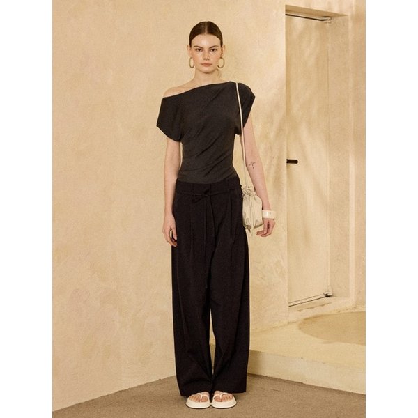 Drawstring Wide Pants Deep Navy