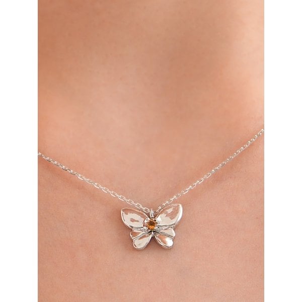 925silver Love flutter  Necklace 천연 시트린 나비 목걸이