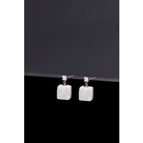 10mm White Druzy Agate Earrings [Option-귀찌 Earclip]