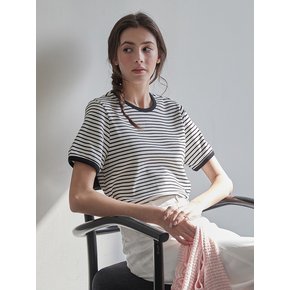 Ribbed binding B point T-shirt - Black stripe