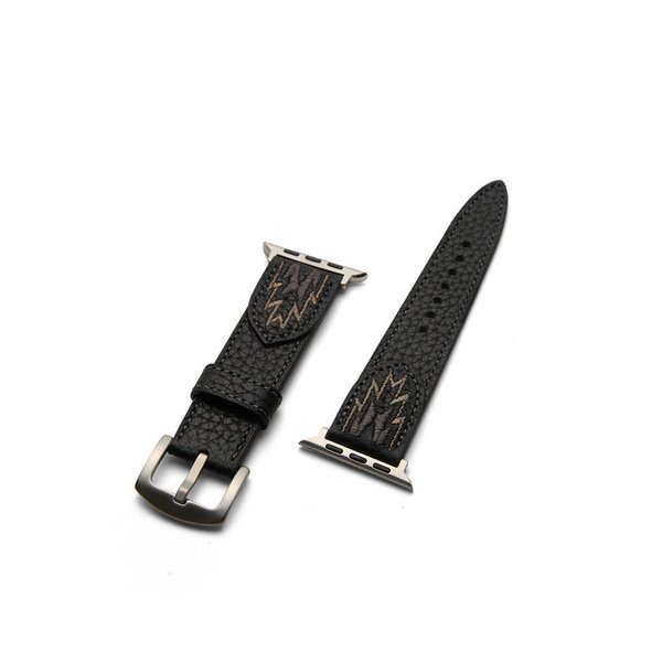 Navaho Embroidered Leather Smartwatch Band Black