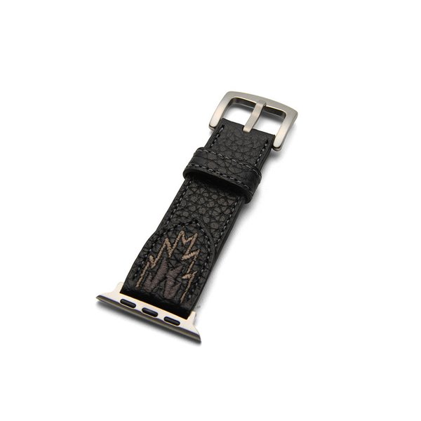 Navaho Embroidered Leather Smartwatch Band Black