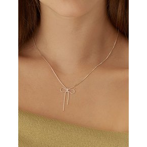 [진주귀걸이 2종 증정] Shining chain ribbon drop necklace