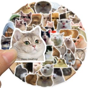 고양이 굿즈 밈 스티커 50장 방수 다꾸 노트북 캐리어